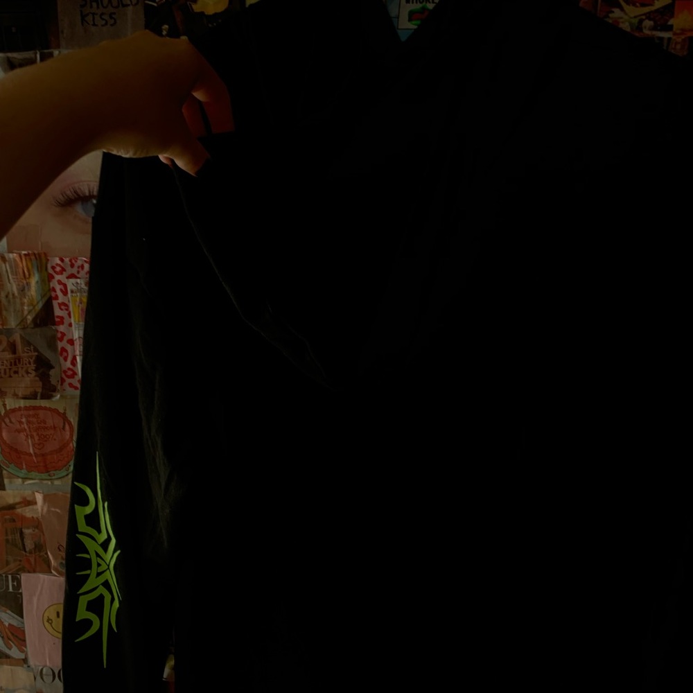 Oversized Black hoodie with neon green designs